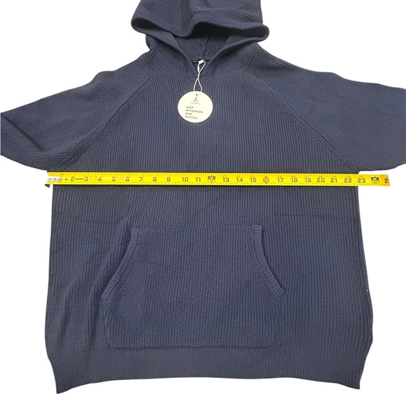 Anrabess Women’s Navy Blue Knit Hooded Sweater XL Front Roo Pockets NWT - Picture 6 of 7